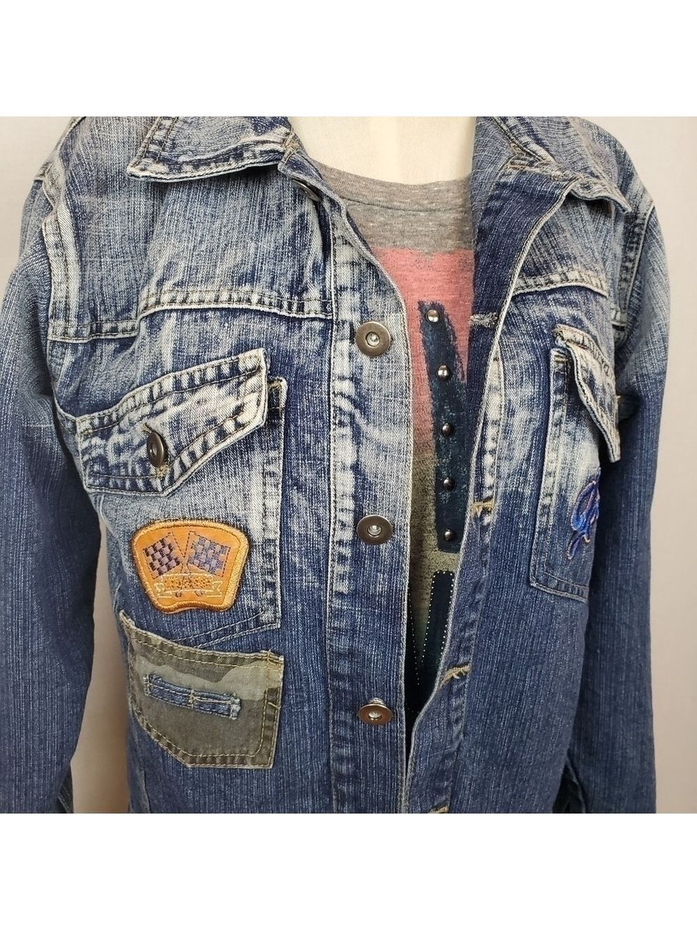 Jean jacket sz S Ombre wash motor speedway Grandprix